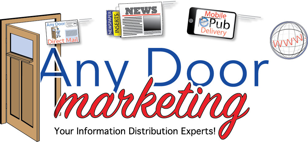 Any Door Marketing, direct mail experts, online marketing specialists, newspaper inserts, digital editions, mobile messaging